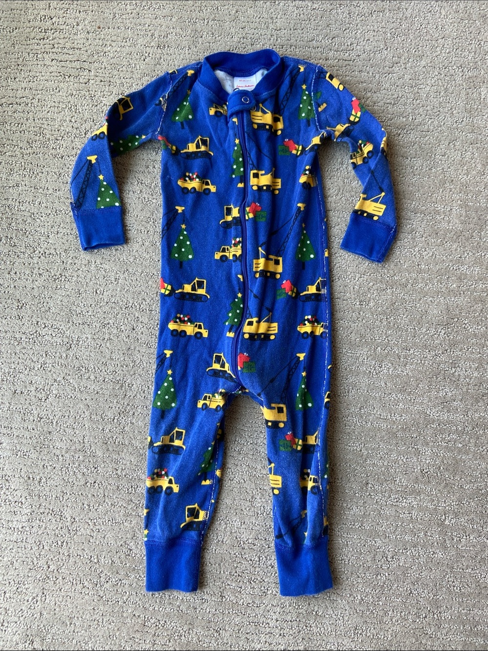 Hanna Andersson Blue Holiday Truck & Tree Fleece Footie